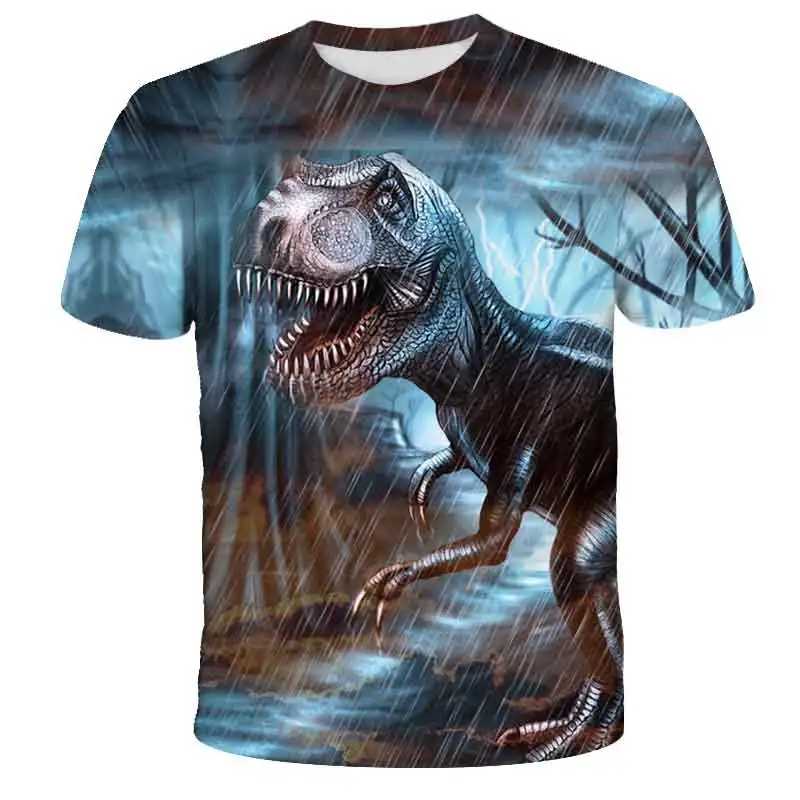 Summer 2023 Boys T Shirt Fashion Dinosaur T-shirts Jurassic World 3D Printed Breathable Children Clothing Kids Girl Clothes Top