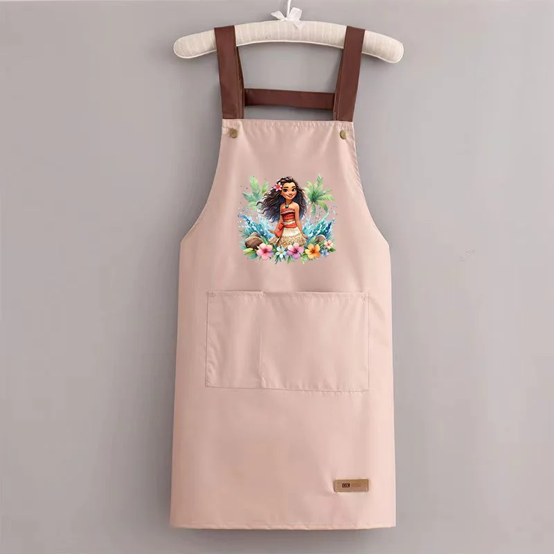 Moana Printing Wipe Hand Household Cooking Apron Men Women Oil-Proof Waterproof Waist Coffee Overalls Kitchen Baking Hand-wiping