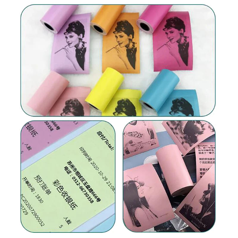 Mini Printer Paper Self-adhesive Thermal Papers HD Color Label Printers Photo Inkless Printing