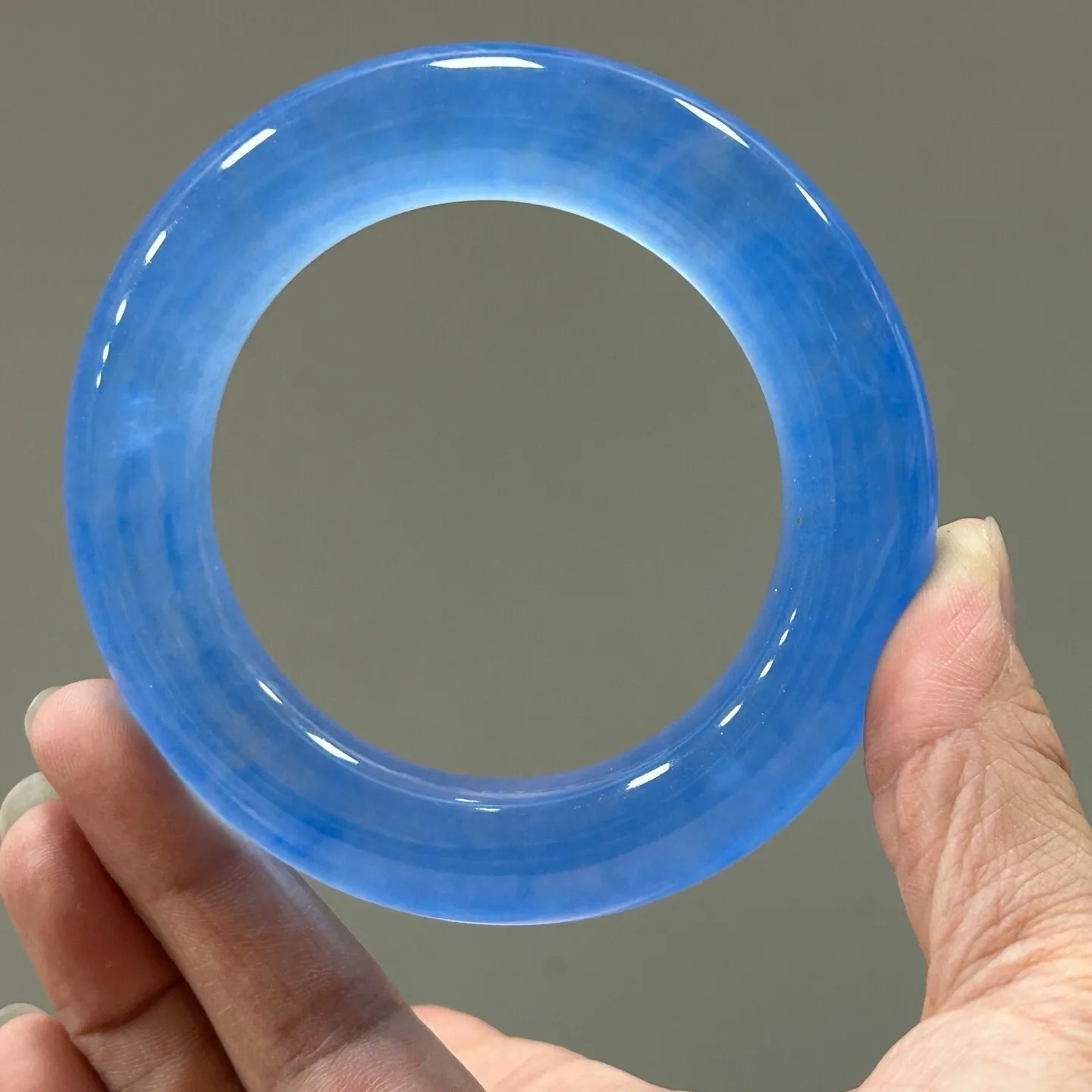

Certified Natural Ice Myanmar Blue Jade jadeite bracelets bangle 59MM