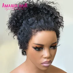 Short Bob Edge Kinky Curly Wig Baby Human Hair Wig 180 pixie cut curly Lace Front Wigs Curly bob Human Hair Lace Frontal Wigs