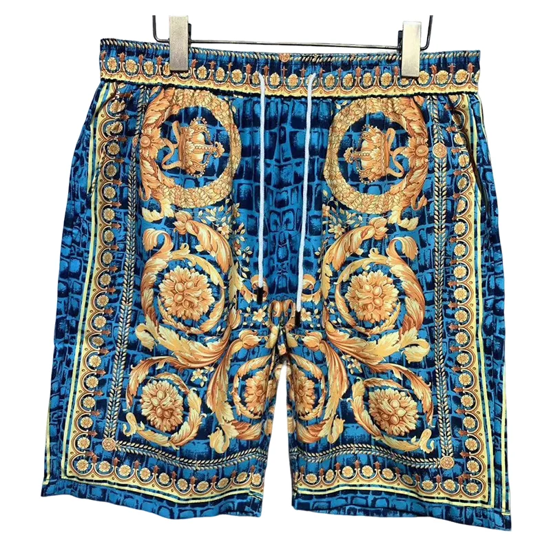 New Men's Shorts Baroque Full Pattern Printed Spring Summer Quick Drying Beach Pants European Milan Casual High Quality 2024