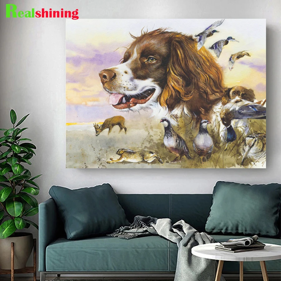 5D Diamond Painting Full Square Drill English Springer Spaniel Diy Diamond Mosaic Embroidery Wild Duck Cross Stitch Kit Y494