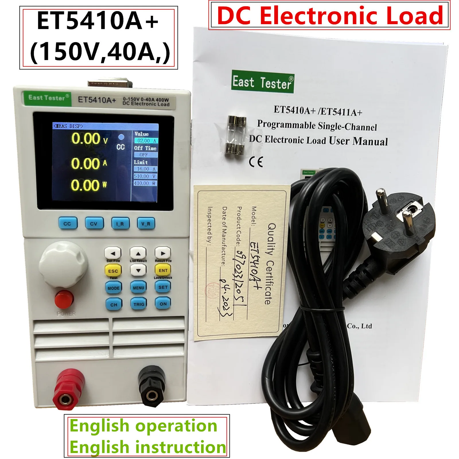 ET5410A+ ET5411A+ ET5420A+ Professional Digital Programmable DC Electronic Load High Precision Battery Capacity Tester ET5410