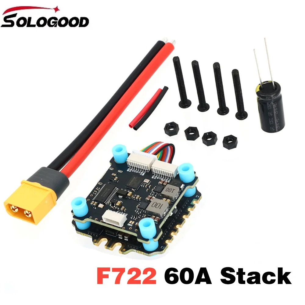 

SoloGood F722 BLS 60A Stack CM42688P BLHELI_S 60A 4in1 ESC 30,5X30,5 мм 2-6S для деталей RC FPV Drone
