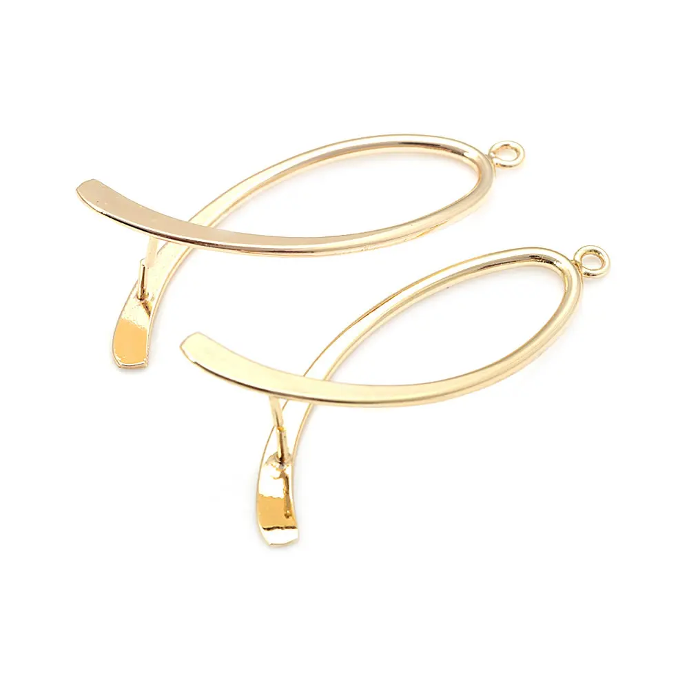 6PCS 14x38MM 24K Gold Color Brass Oval Earring Connector Charms High Quality Diy Jewelry Making Supplies Earrings Accessories