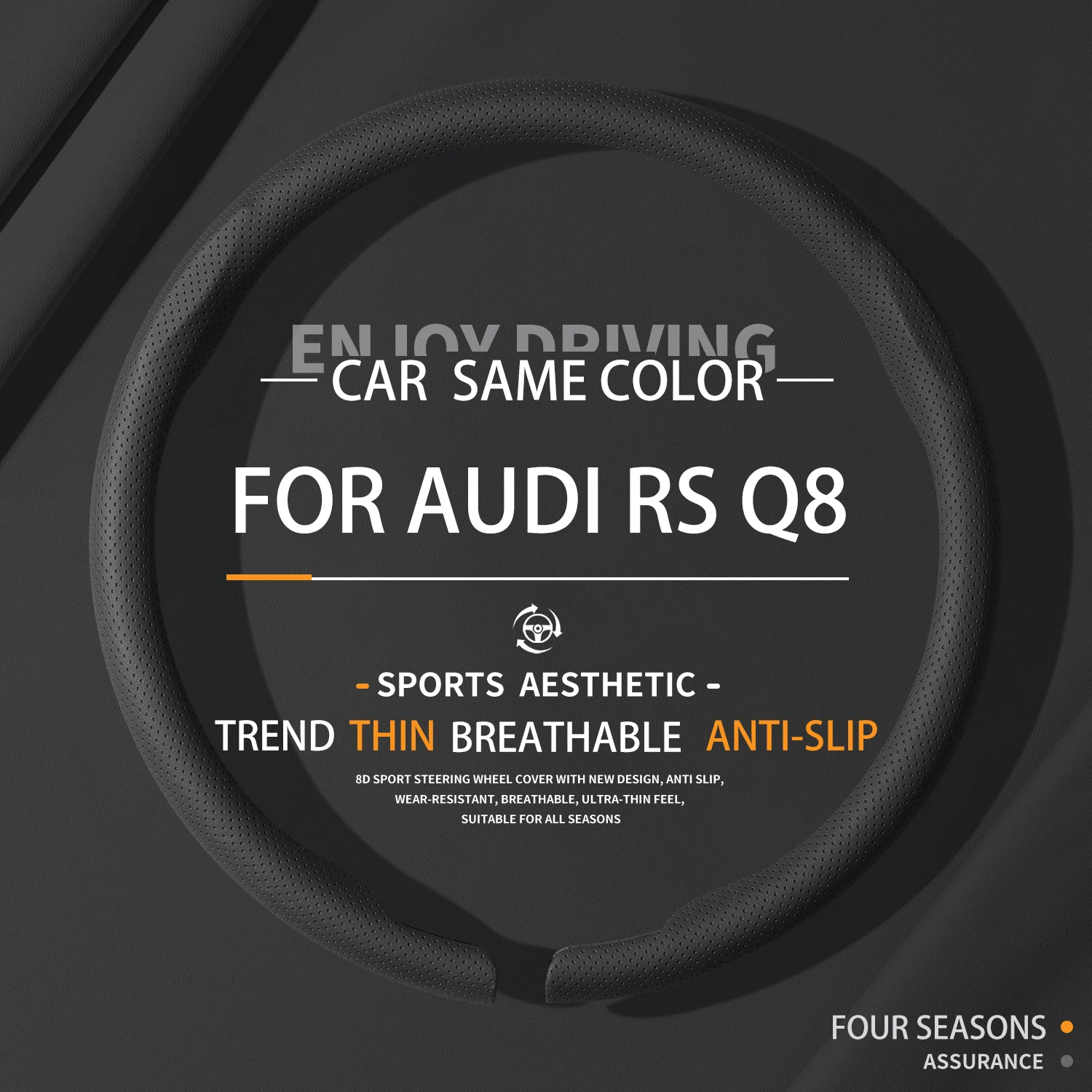 

Подходит для AUDI RS Q8, роскошный спортивный чехол на руль, всесезонный, аксессуар для интерьера, дышащий, противоскользящий, предотвращающий потливость.