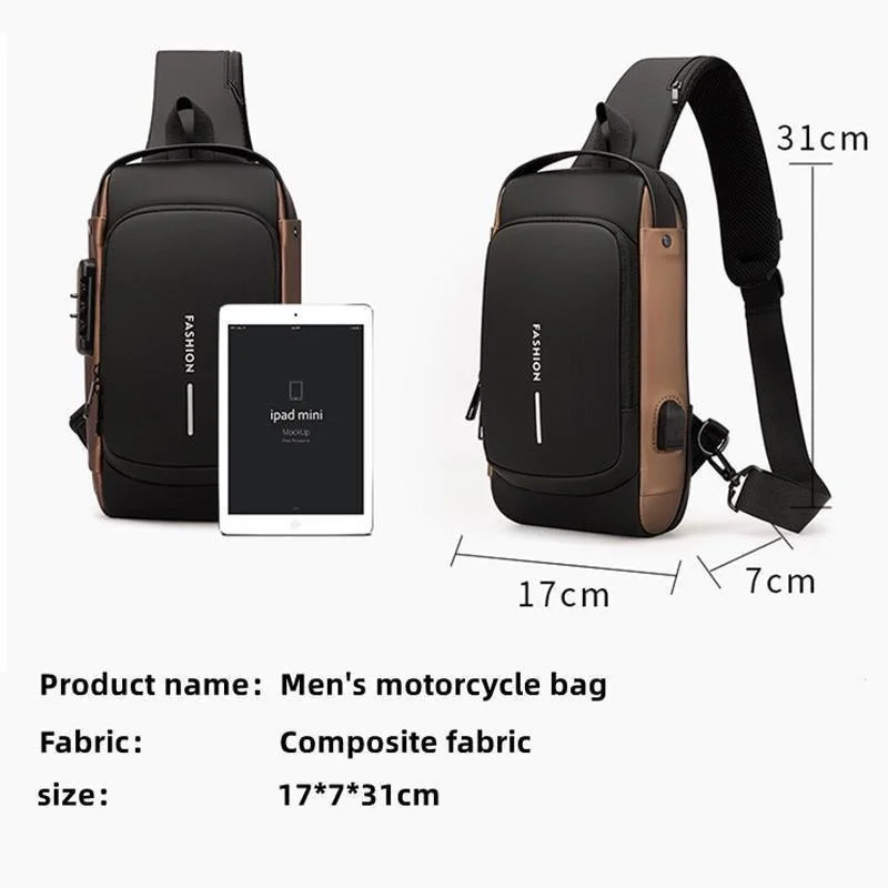 NEW Upgrade Mens Womens Waterproof USB Oxford Crossbody Bag Anti-theft Shoulder Sling Bag  Multifunction Chest Pack for Male