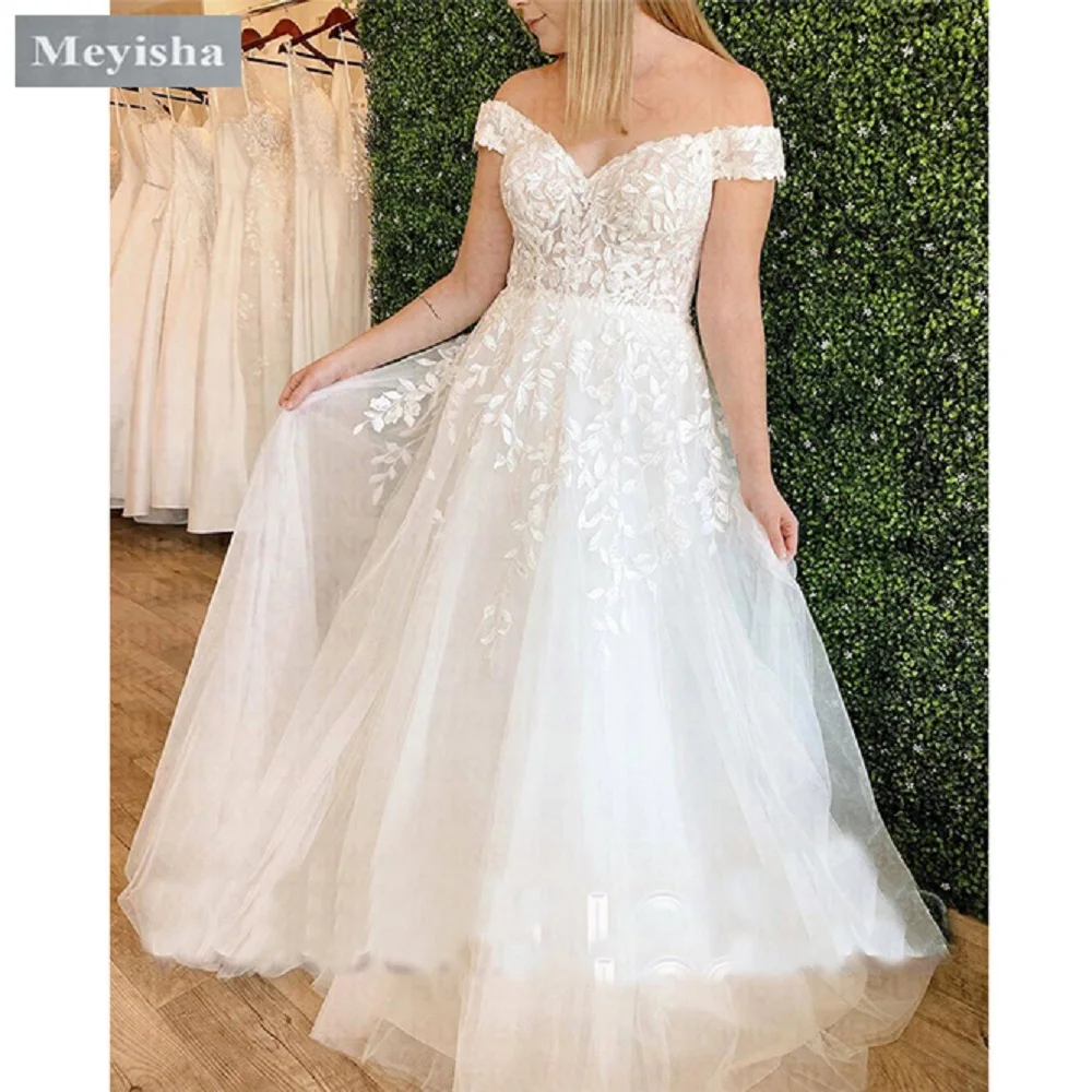 

ZJ6021 Customer Made White Tulle Beading Sweetheart Off the shoulder Floor-Length Ball Gown Wedding Dress