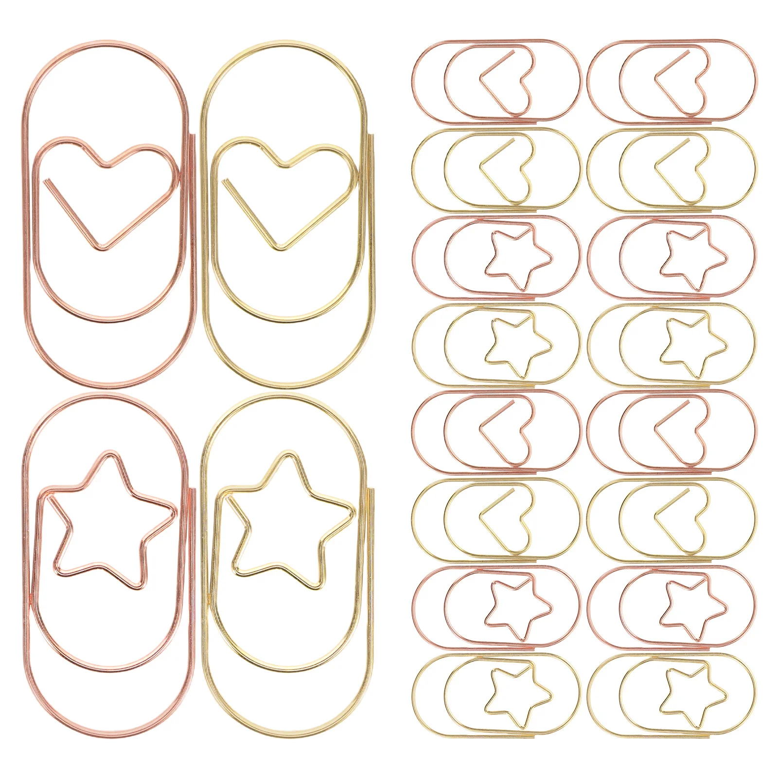 

24Pcs Creative Heart Star Paper Clips Metal Decorative Bookmark Clips Office School Document Organizing Paper Clamp