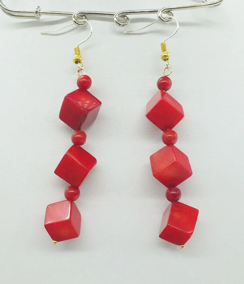 Very classic! Natural red coral earrings, best gift for ladies