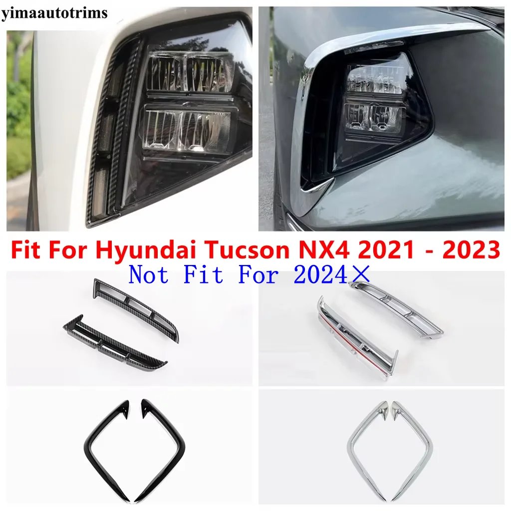 

Front Fog Bumper Light Lamp Eyebrow Wind Knife Cover Trim For Hyundai Tucson NX4 2021 - 2023 Chrome / Carbon Fiber Accessories