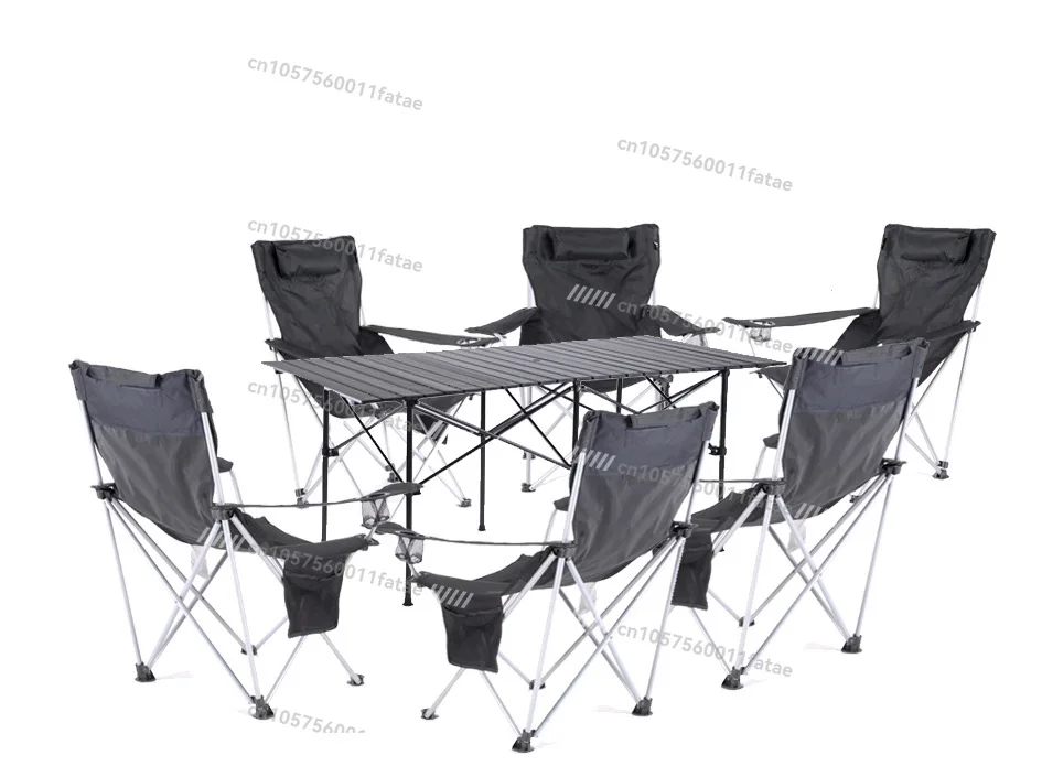 

High Back Chair Table, Outdoor Folding, Seven-piece Set, Portable Table and Chair Camping Set
