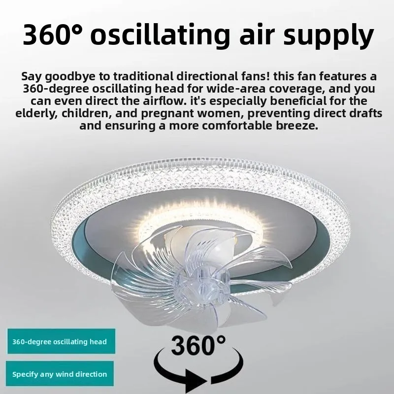 Shaking Head Ceiling Fan Lights 360 Degree Minimalist Restaurant Children's Bedroom Ultra-thin Ceiling Fan Lamps Decorative Home
