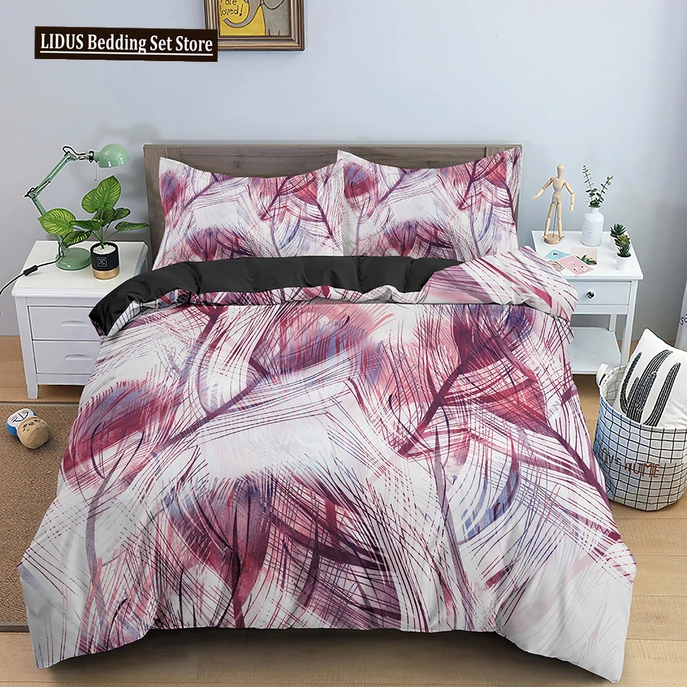 

Feathers Pattern Bedding Set Duvet Cover Set Comforter Covers For Bedroom Twin King Size Quilt Cover With Pillowcase 2/3 PCS