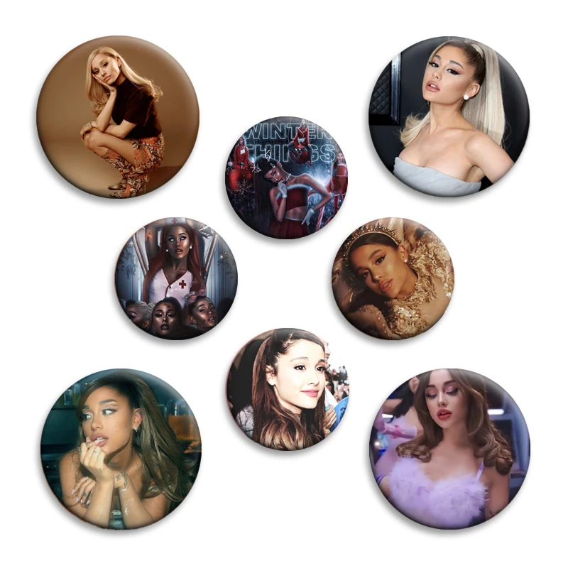 32/44/50/58mm Pop Singer Ariana Grande Creative Brooches Enamel Pins Cosplay Badge for Collar Backpack Hat Decoration Gifts