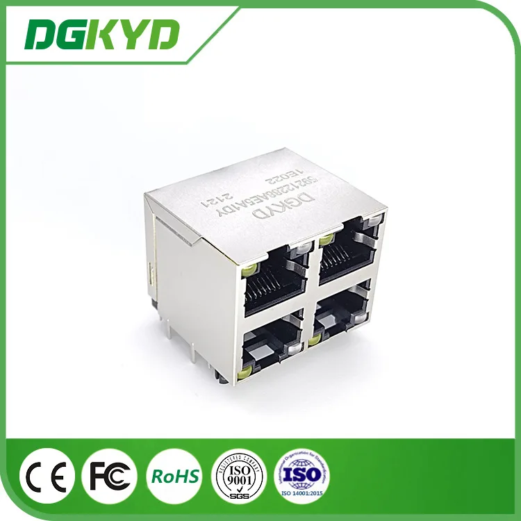 For DGKYD 5921 Four Port Connector 8P8C with One Two Color Light, Shielded, Without Filter