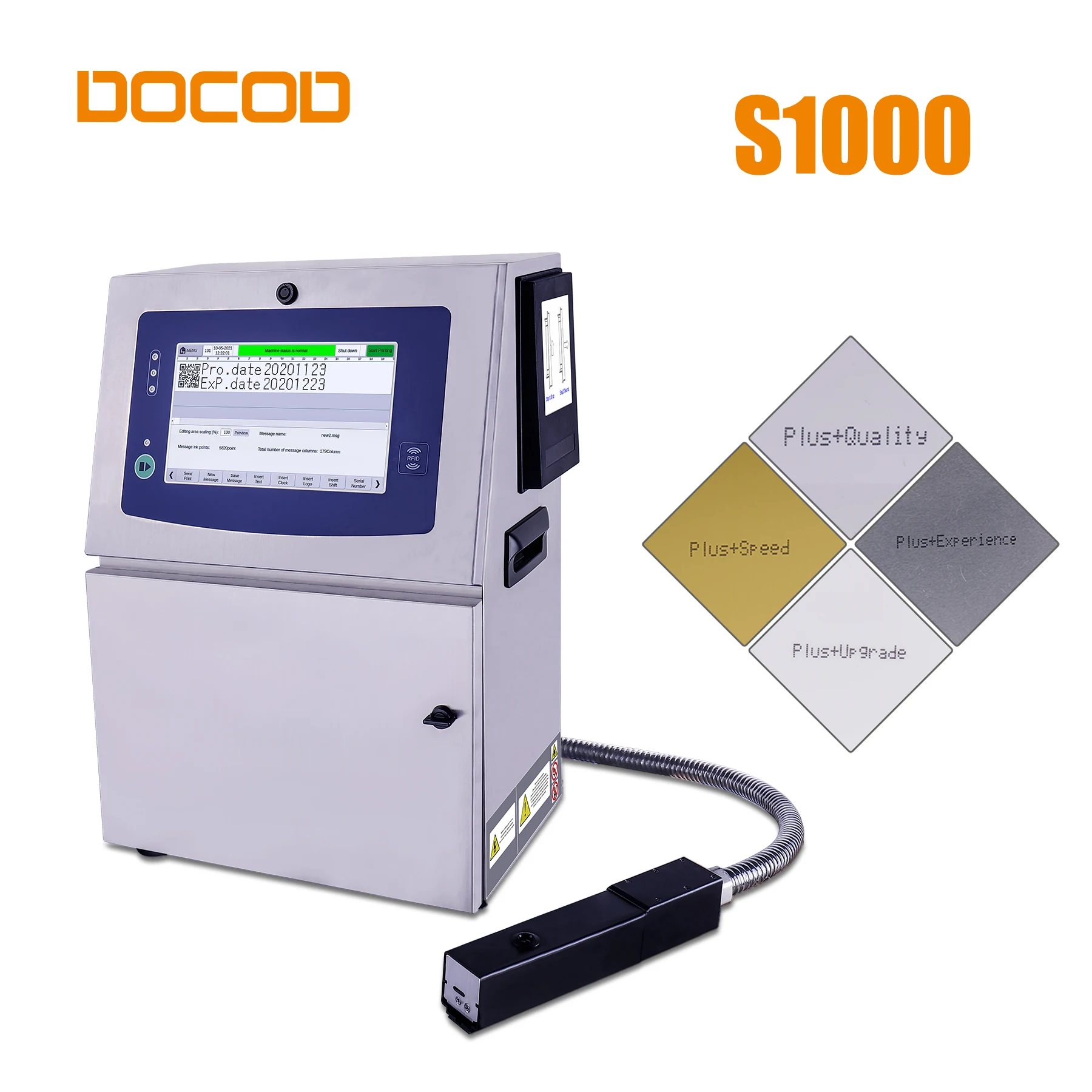 Custom DOCOD S1000 Series CIJ Small Character Inkjet Coding Printer Batch Coder Industrial Printer for Expiry Date Printing