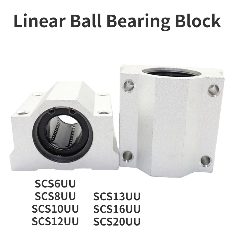 1/4PCs SCS6UU~SCS20UU Linear Ball Bearing Aluminum Slide Block,Linear Motion Ball Bearing CNC Slide Bushing,Great for 3D Printer