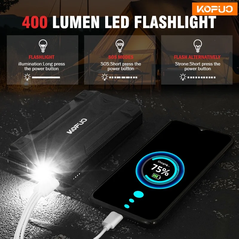 باور بانك قوي للغاية 2000A للسيارة لجميع المركبات 12 فولت، معزز بطارية الطوارئ الآمن للغاية