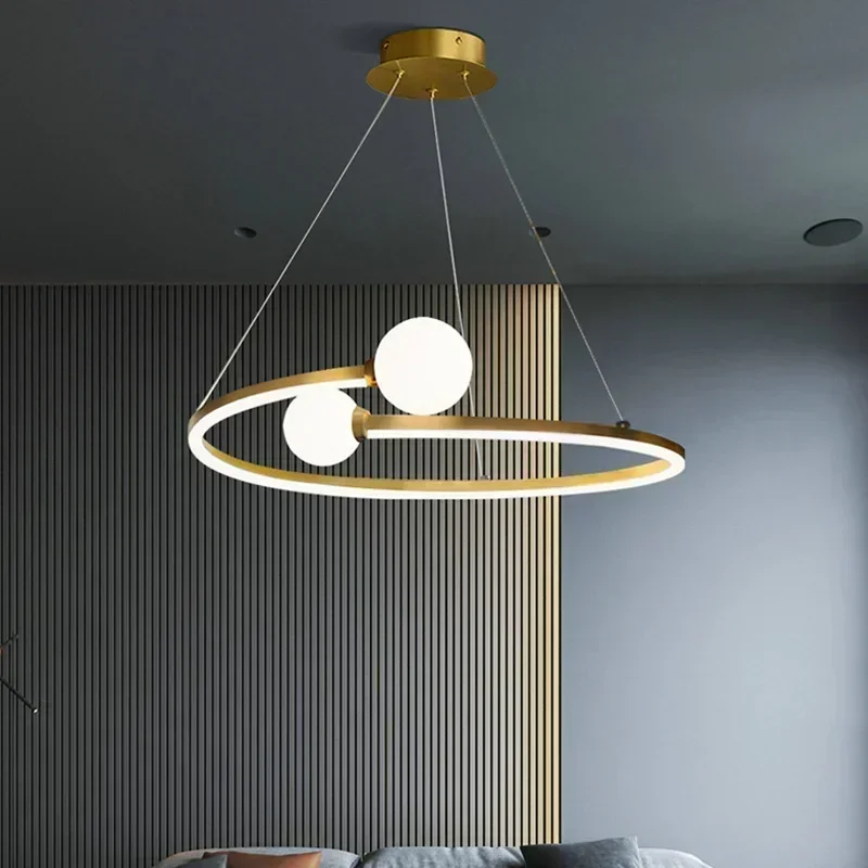 

Nordic Minimalist Ring LED Pendant Lamp Dimmable For Table Dining Room Kitchen Island Bedroom Chandelier Lustre Lighting Fixture
