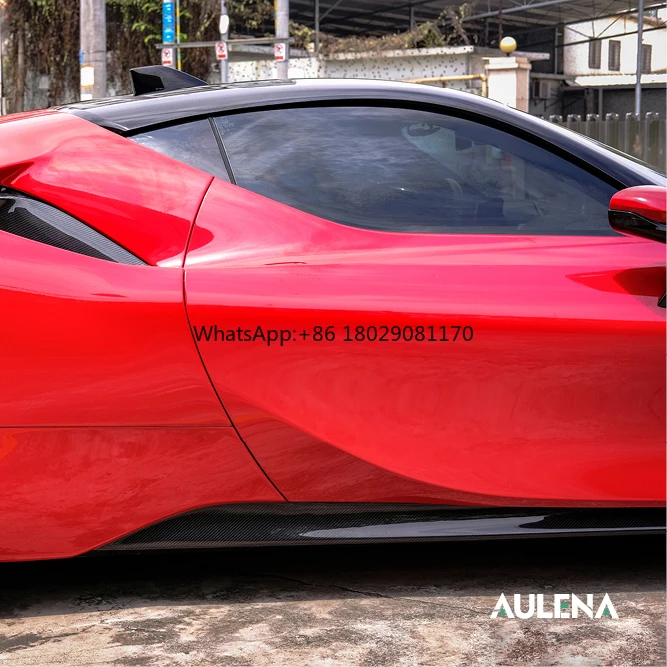 Aulena Dry Carbon Side Skirts Body Kit Front Splitter rear Spoiler diffuser Bumpers Car Body Kit Side Skirts For Ferrari SF90