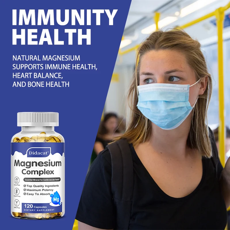 جليسينات المغنيسيوم 500 ملجم، يدعم صحة القلب والدماغ والعظام، مضاد للأكسدة، يعزز المناعة، ويحارب التعب والإجهاد