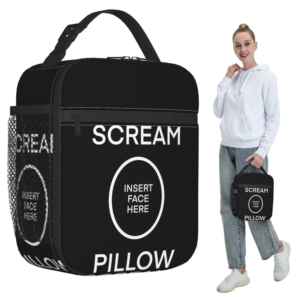 SCREAM PILLOW Insulated Lunch Bag for Kids School Cooler Thermal Food Box Tote Portable Lunch Boxes Container