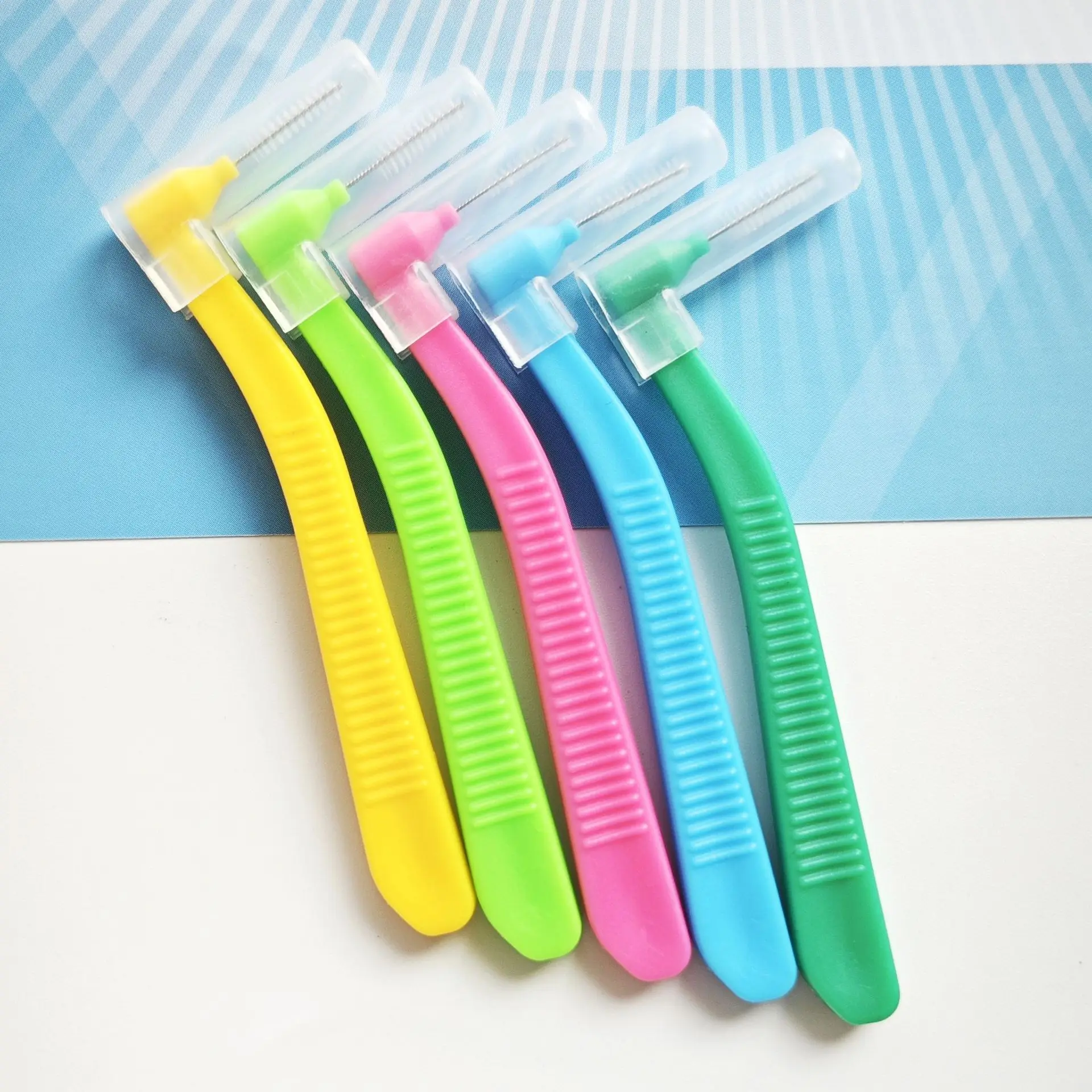 Fawnmum-cepillo Interdental en forma de L, 16 piezas, alambre de ortodoncia, cepillo de dientes de ortodoncia, cerdas suaves, cuidado bucal