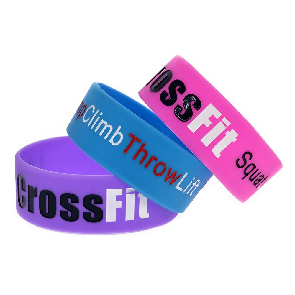 25 Pcs Squat Jump Climb Throw Lift CrossFit Silicone Wristband 1 Inch Wide Trendy Fitness Hand Band