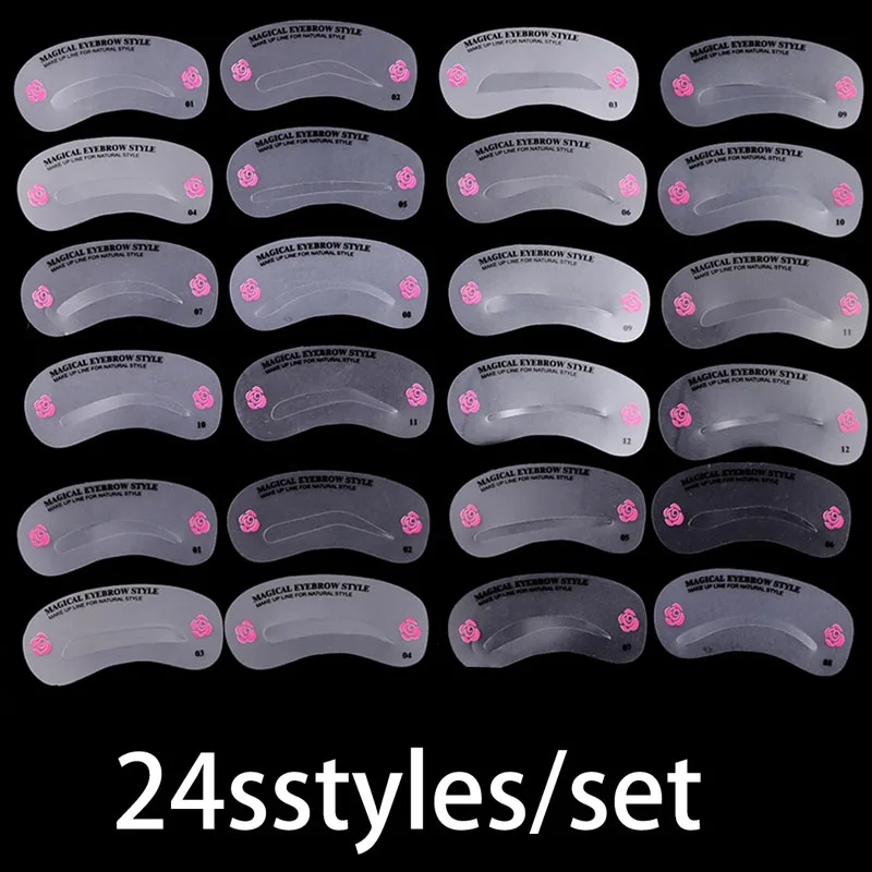 24 Pcs Reusable Eyebrow Stencil Set Waterproof And Durable, No Fading Travel, Shopping, Outdoor