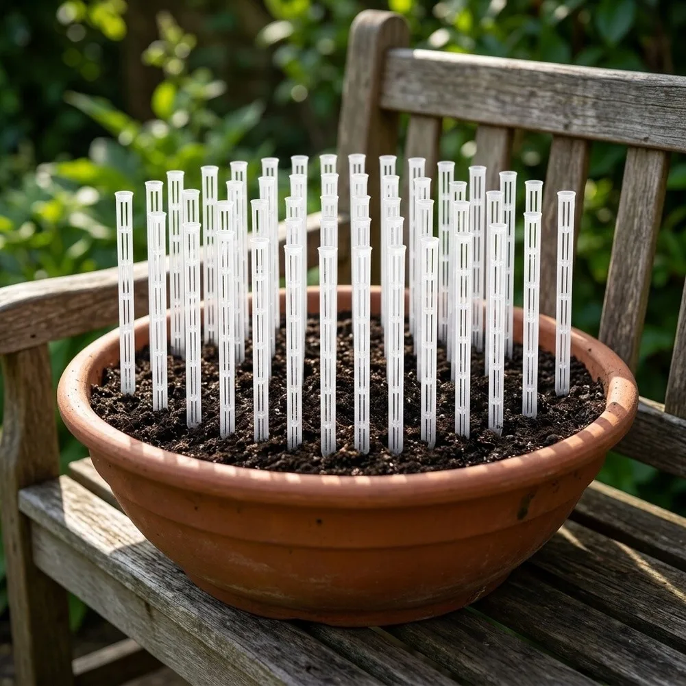 40 pcs Soil Aeration Tubes 25 x 1.5 cm White Plastic Pipes for Pots Support For Healthy for root Systems in Bonsai and