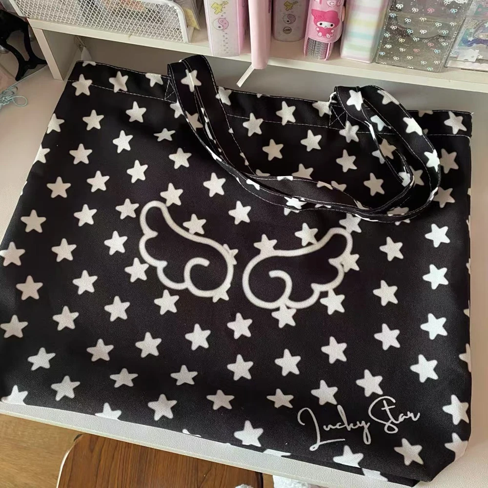 กระเป๋าสะพายไหล่พิมพ์ลายดาวปีกหวานญี่ปุ่น Y2k ความงามแบบลำลองช้อปปิ้งกระเป๋าใต้วงแขนทั้งหมดตรงกับกระเป๋าสตางค์และกระเป๋าถือผู้หญิง