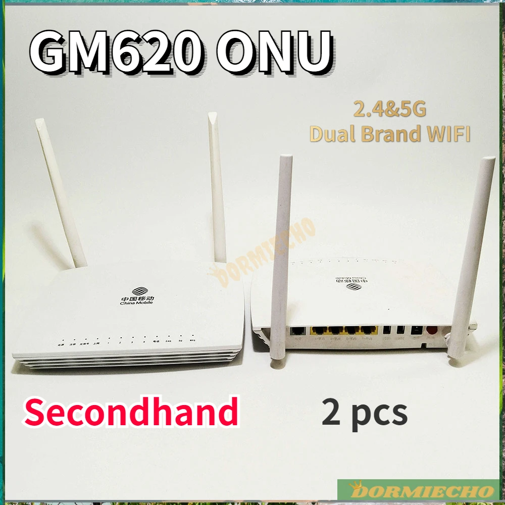 Good Quality GM620 2 pcs GPON ONU SecondHand 2.4G&5G WIFI 1GE+3FE Used ONT Dual Band WLAN Network Terminal English Firmware