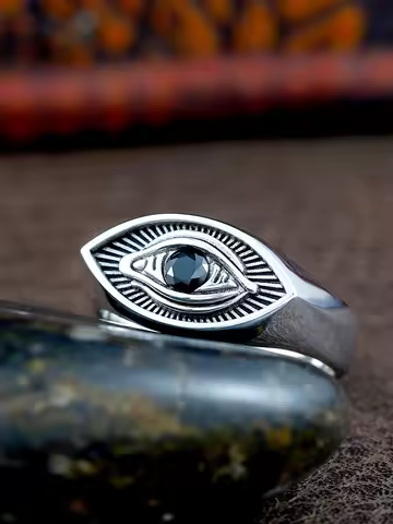 All Seeing Eye Horus Radiate Brilliant Light God Free Mason Sterling Silver Ring