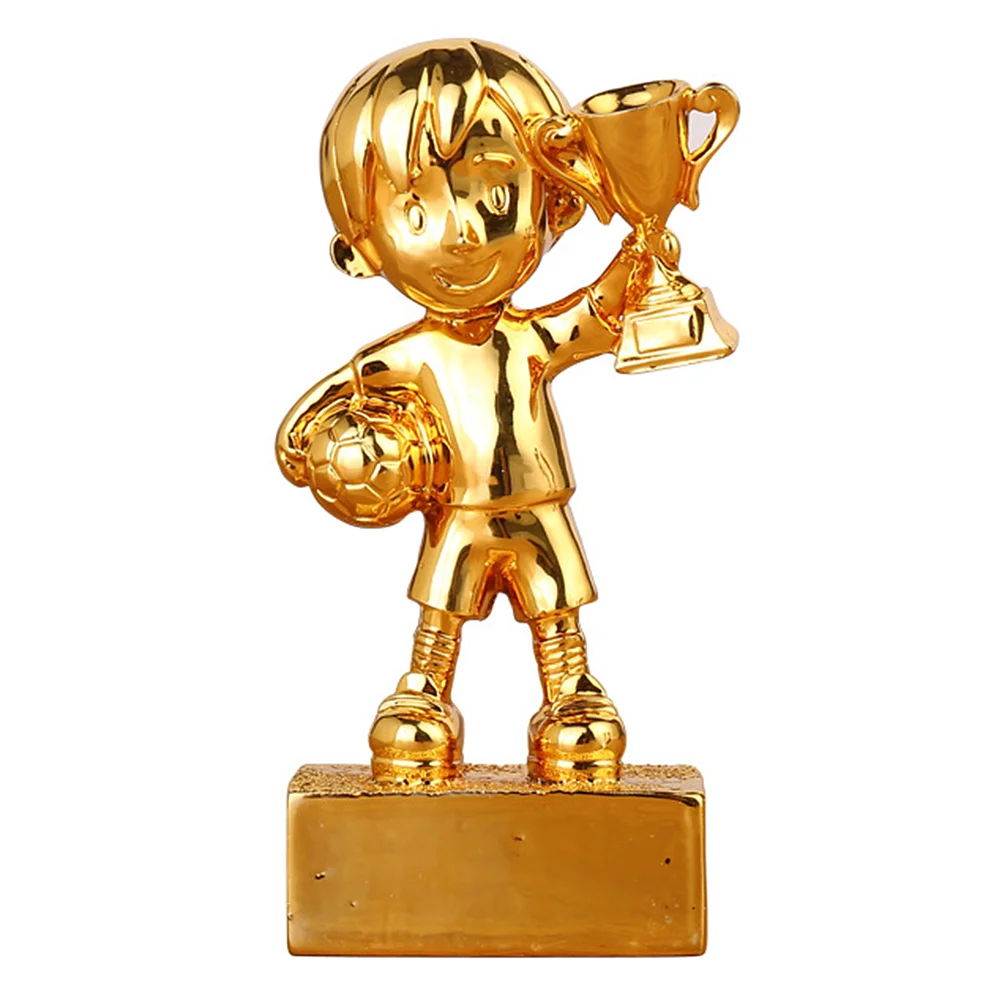 

Small Soccer Award Trophy Plating Resin Reward Prizes Decoration Football Awards Trophy with Base (Golden)