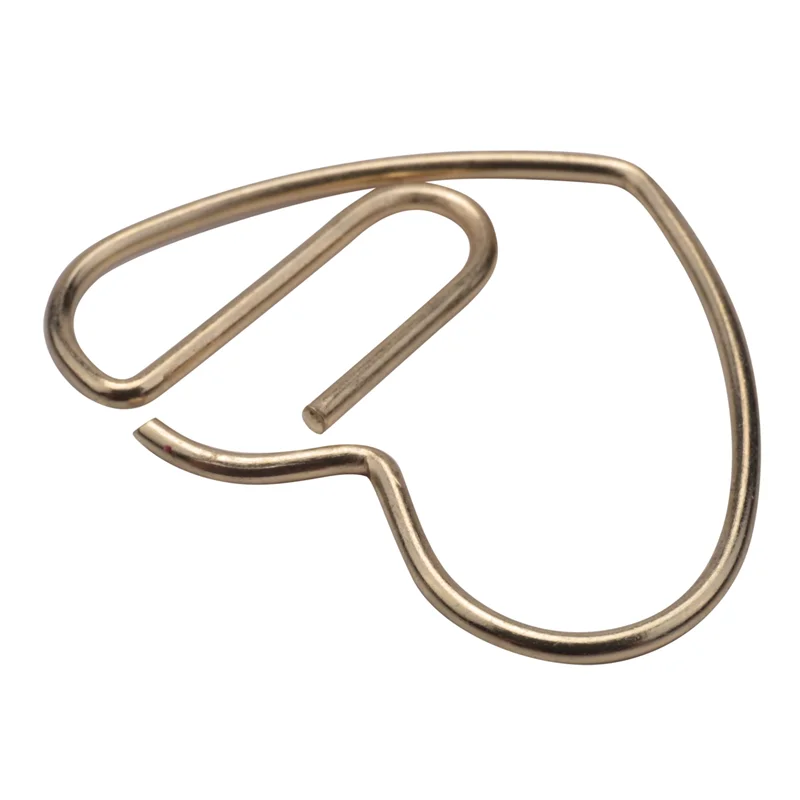 Gfc-100 Pieces Love Heart Shaped Small Paper Clips Bookmark Clips for Office School Home Metal Paper Clips Golden