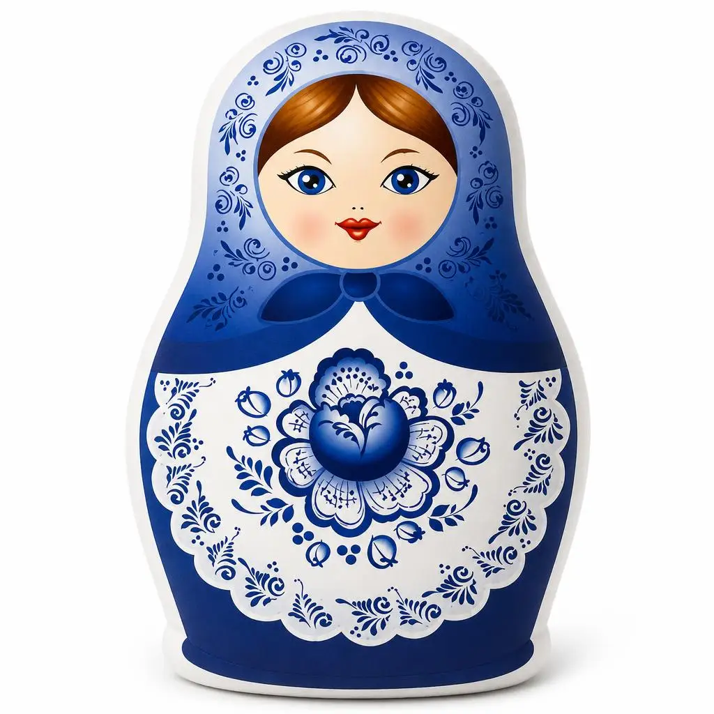 Matryoshka Russian Nesting Doll Gzhel Plush Pillow Cushion Irregular Stuffed Throw Pillow Home Decor Gift Sofa Bed