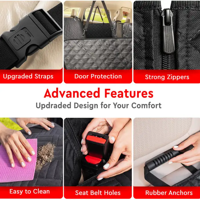 Large Size Dog Car Seat Cover Durable Zipper Hammock Pet Pads Mat Manufacturer Made Oxford Solid Safety Belt for Back Seat - view 4