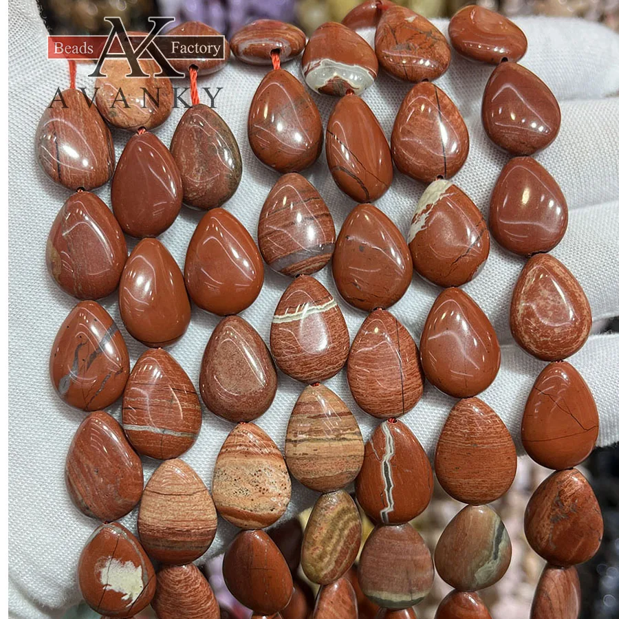 Natural Red Stone Water Droplet Melon Seeds Shape Loose Beads Jewelry Making DIY Necklace Bracelet Accessory 15''13x18mm