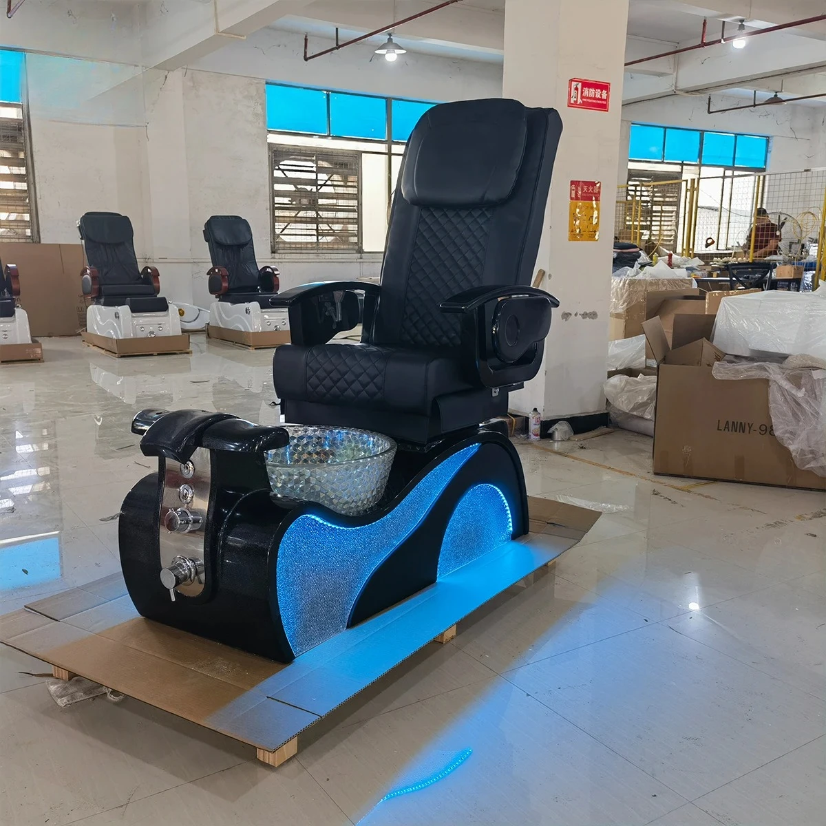 LED Light Electric Pedicure Chair Glass Foot Spa Tub Heated Massage Salon Chair - view 5