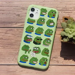 Funny Cartoon Frog Pepe Phone Case For iPhone 16 15 14 13 12 11 Pro Max Mini X XS XR SE 7 Plus Shockproof Protective Cover Shell
