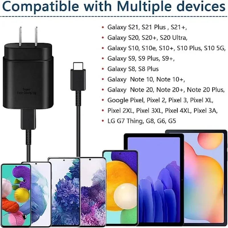 PD 25W Super Fast Charger For Samsung Galaxy S9 S10 S21 S22 S23 S24 Ultra Note 10 20 A54 5g Phone Fast Charging USB Type C Cable