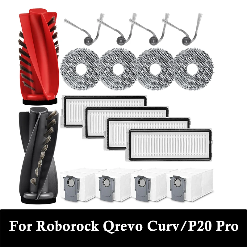 Zubehör für Roborock Qrevo Curv/Qrevo Edge/Qrevo Curve Roboter-Staubsauger Hauptwalze Seitenbürste Hepa-Filter Staubbeutel Teil