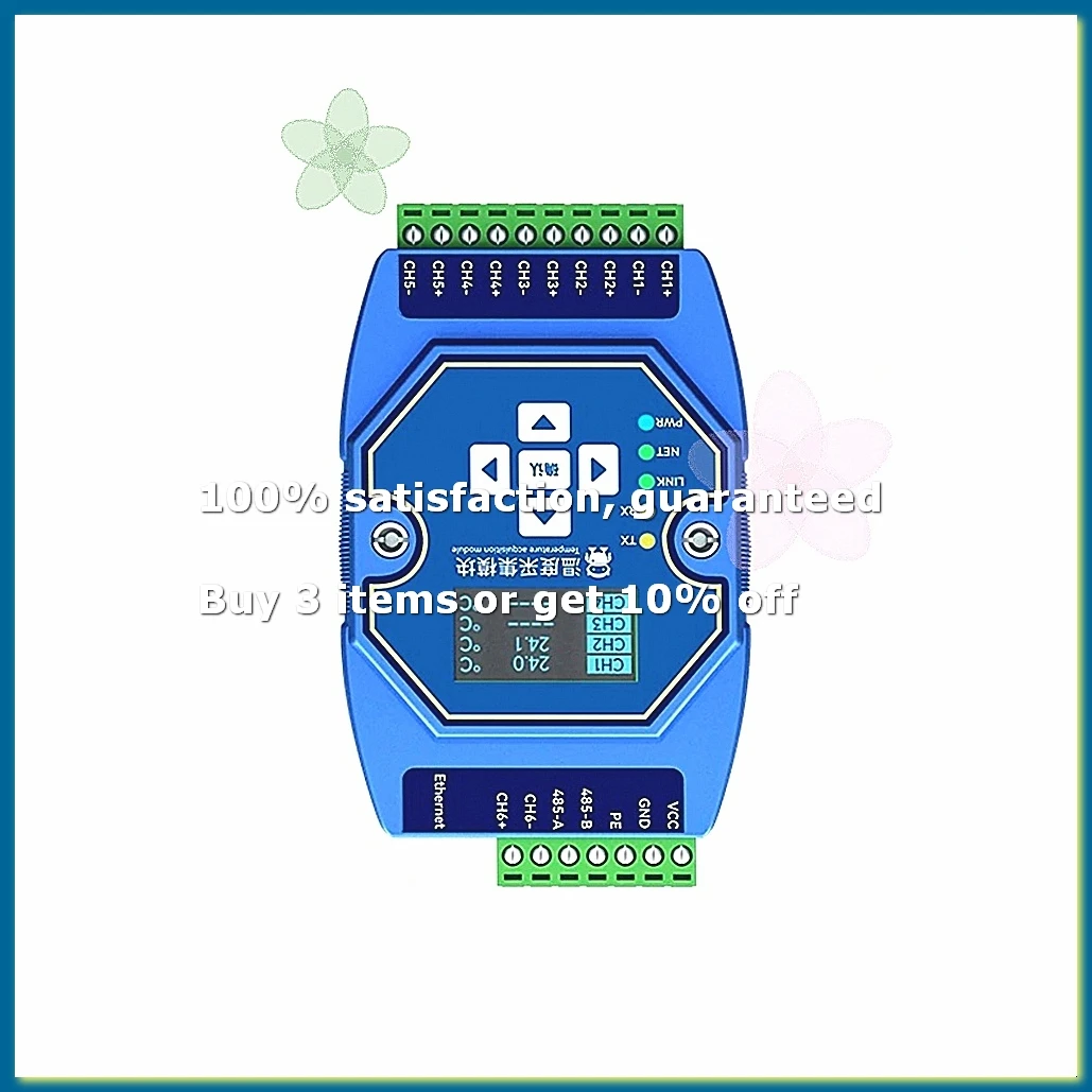 A82Z-6 Way Temperature Acquisition Module Type K Modbus Thermocouple Input RS485 Ethernet Gateway Watchdog Industrial