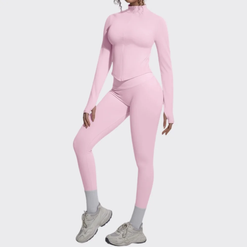 Yoga Set Women 2PCS Seamless Sportswear Yoga Long Sleeve High Waisted Leggings Gym Workout Cycling Running Fitness Sports Suits