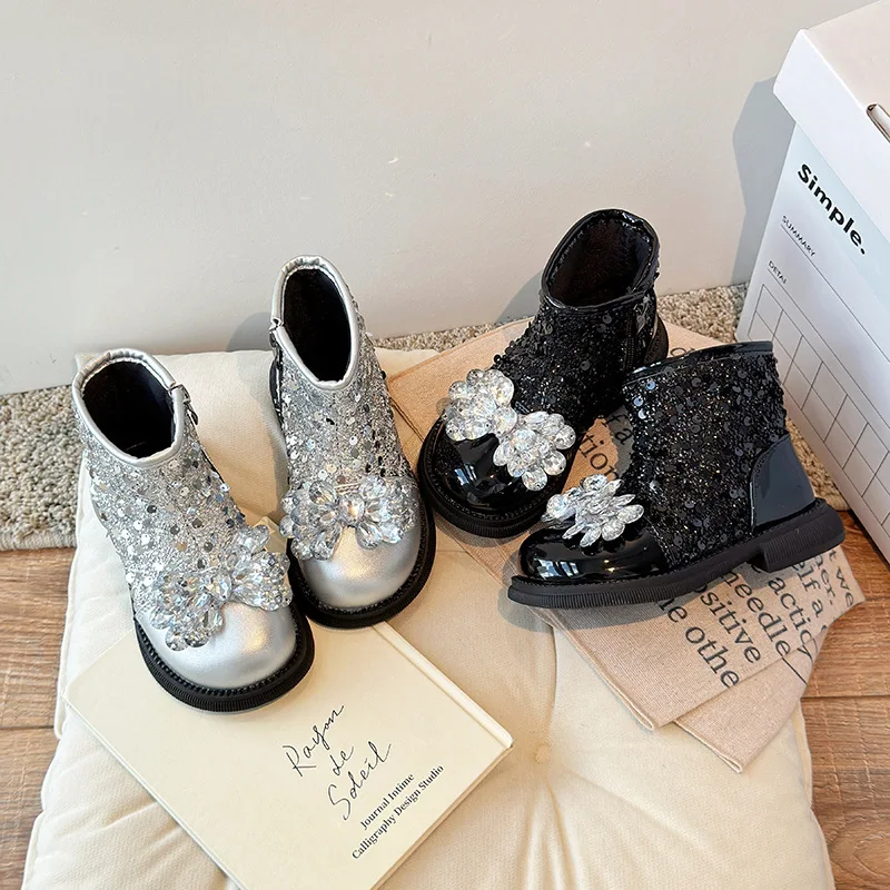 Scarpe da ragazza inverno caldo peluche stivaletti per le donne moda principessa Bling scarpe bambini scarpe Casual bambini Sneaker Zapatos niina