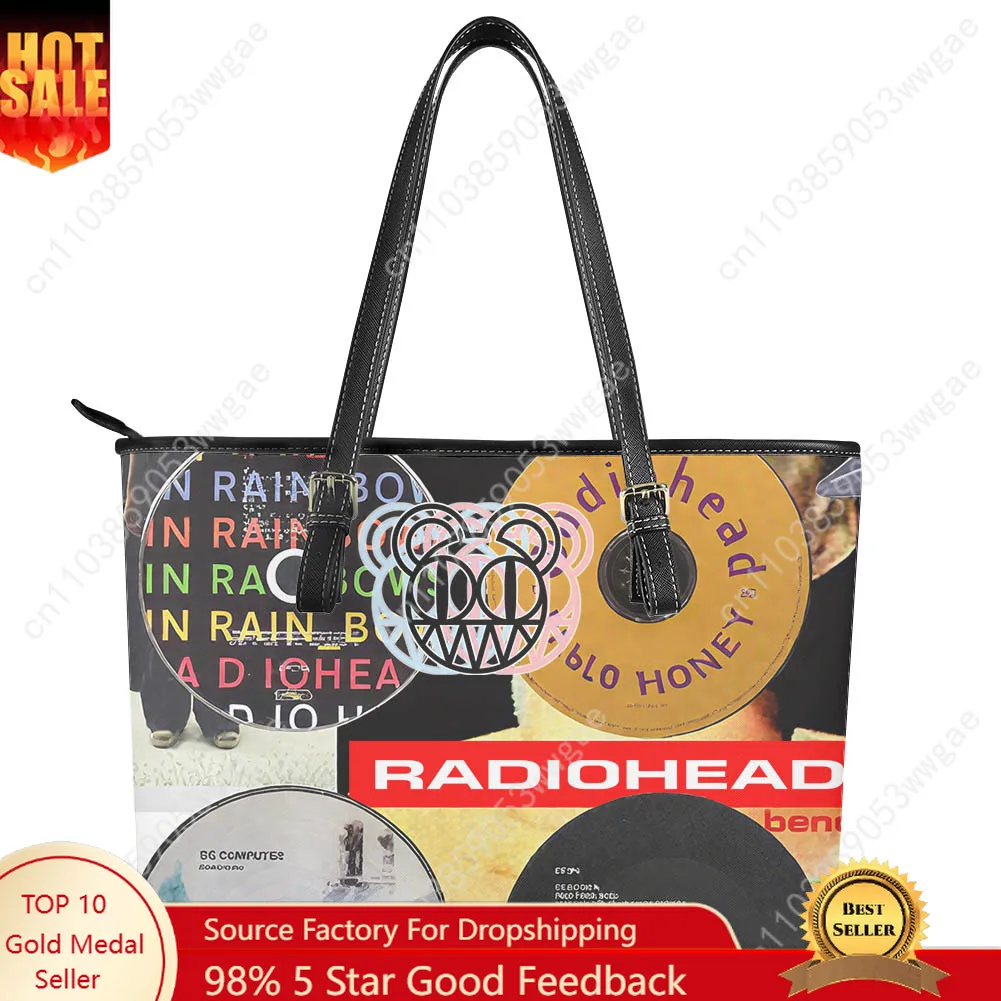 

Radiohead Rock Band Handbag Womens Man Vintage Personalized Tote Bag Shoulder Bag Business Leather Purse Travel Custom Bag Gift