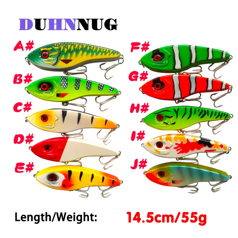 

10Pcs/Lot Sinking Fishing Lures Hard Body VIB 14.5cm 55g Minnow Crank Wobbler Fishing Tackle Hooks Hard Bait Fishing Accessory