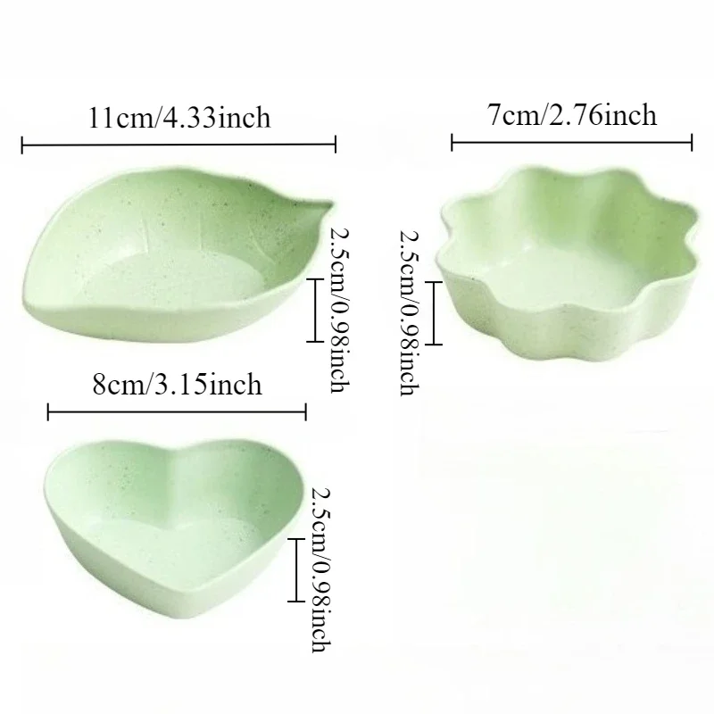 3/9Pcs Seasoning Vinegar Dish Japanese Soy Sauce Dipping DishWheat Straw Solid Color Small Dish Love Small